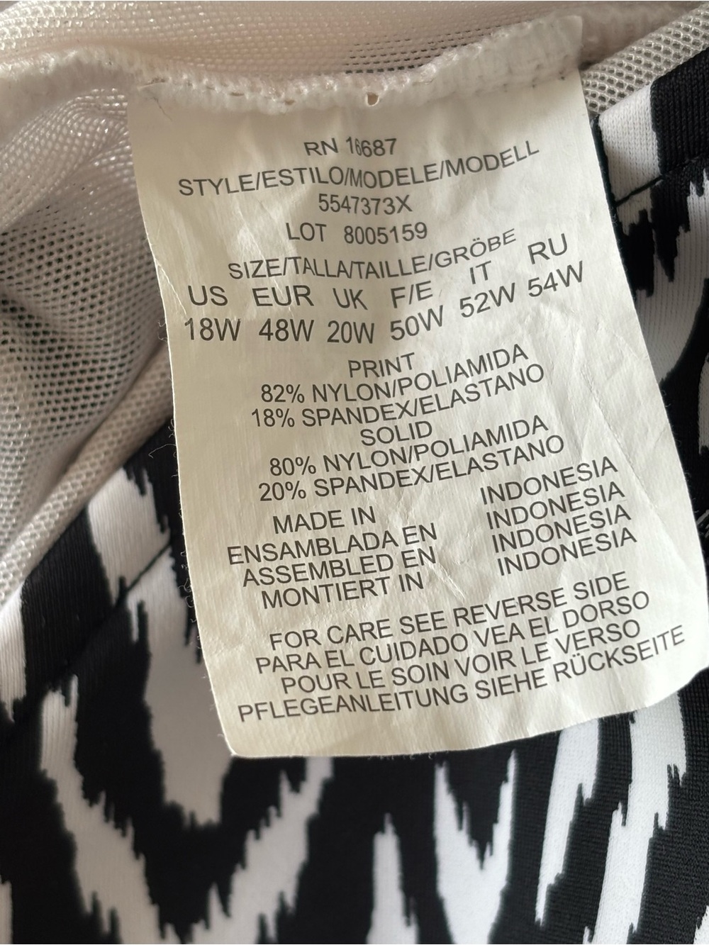 Swim Solutions Mod Eclectic Tiered Fauxkini One-Piece Swimsuit Size 18W - Picture 3 of 4